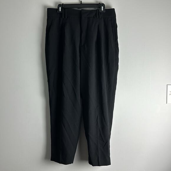 Zara High Waist Tapered Leg Trouser Pants Black Pleated Front  XXL - Picture 5 of 10